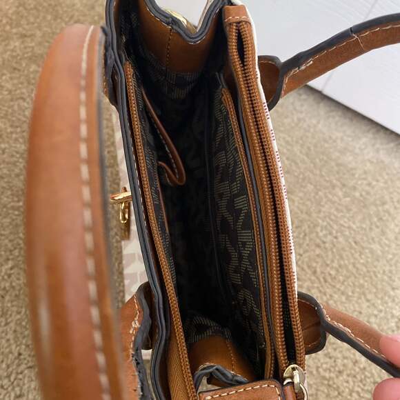 Noble Exchange (NX) Monogram Logo Vanilla/Tan Belted Satchel - Picture 9 of 11